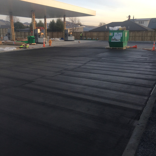Forecourt and driveway concrete slab for petrol station Mosgiel, by Quantum Concrete